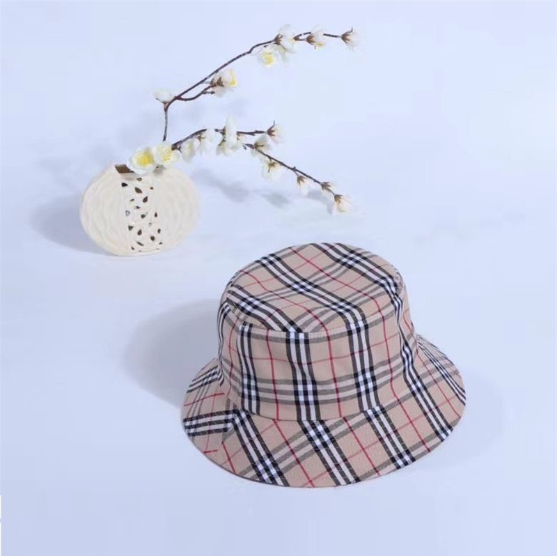 Check gingham Summer hats  fishing hats beach sun cap  - 副本